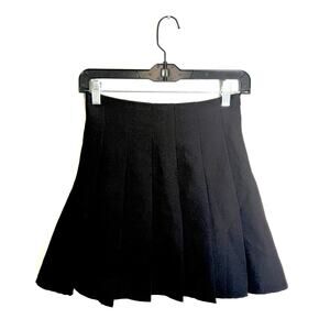 Ahstudio NWT Women's Pleated Miniskirt Sz Small Black Schoolgirl Preppy Academia